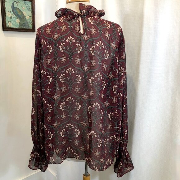 Plus Size Lane Bryant Collection Sheer Floral Blouse - Picture 3 of 9